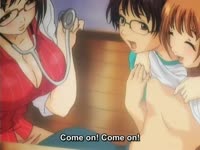 Big boobs anime chick teases a boy